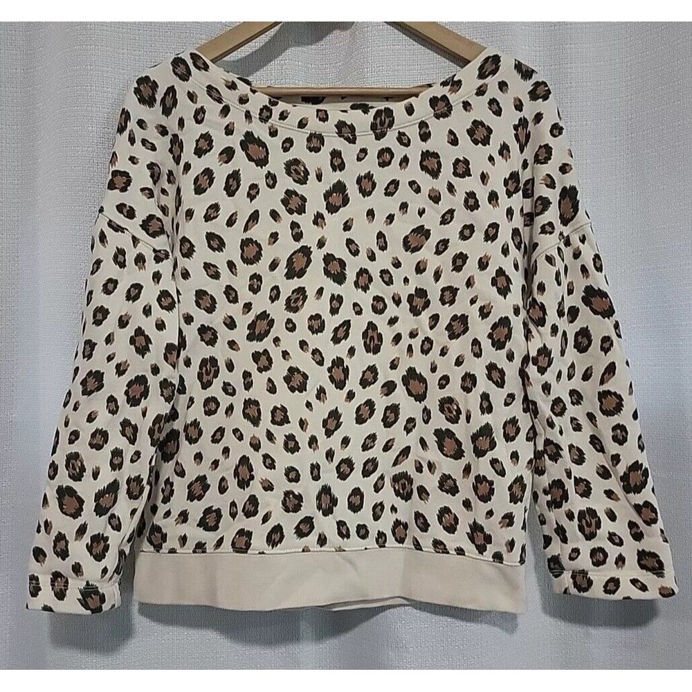 J. Crew Leopard Animal Print 100% Cotton Knit Pullover Size Small